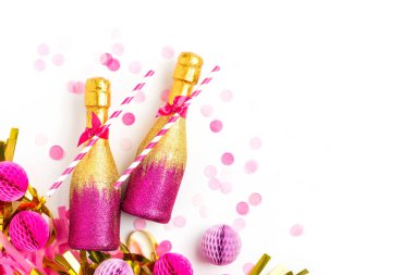 konfeti ve petek topları ile şampanya