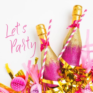 konfeti ve Petek Top ile şişe