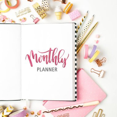 Aylık planlayıcısı ve okul Kırtasiye