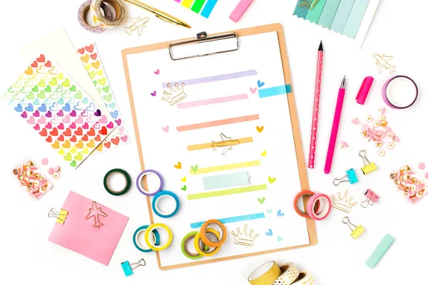 Clipboard mockup and School stationery — Stock Photo, Image