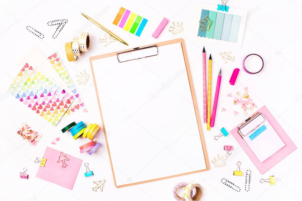 Clipboard mockup and School stationery