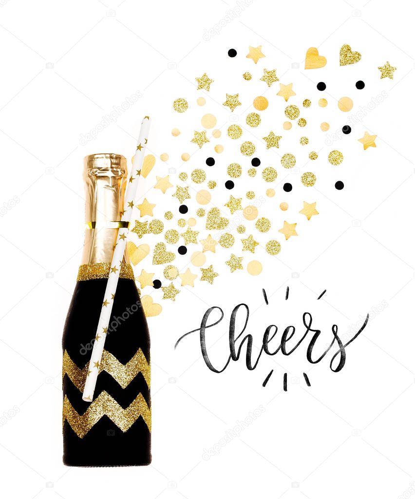 background with champagne bottle