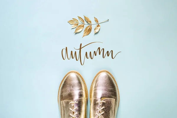Authumn 叶和鞋子 — 图库照片