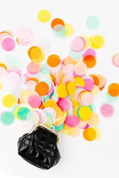 Colorful confetti on white — Stock Photo, Image