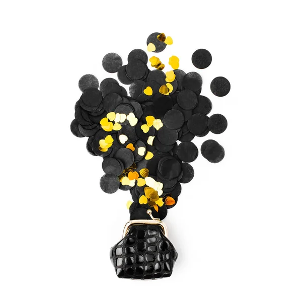 Bolsa e preto redondo confetti — Fotografia de Stock