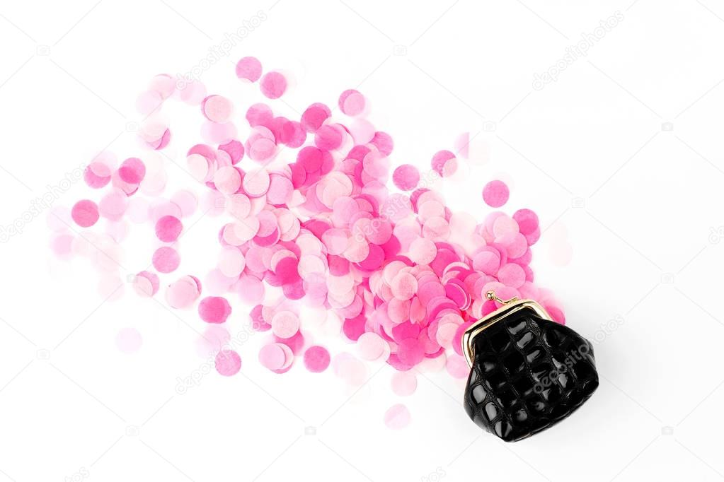 bright pink confetti on white