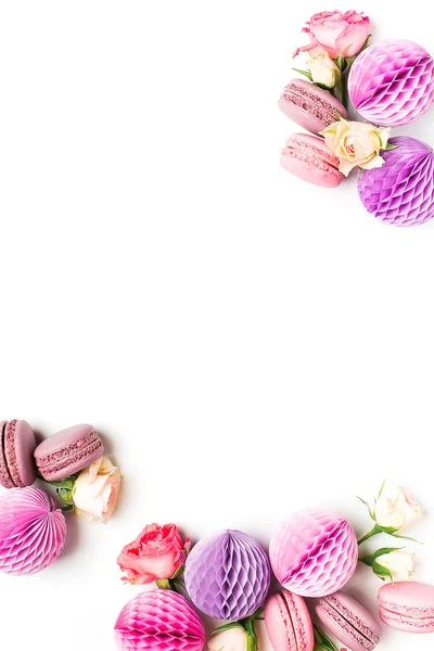 Вид Сверху Цветы Медовые Шарики Макконы Изолированные Белом Фоне — стоковое фото