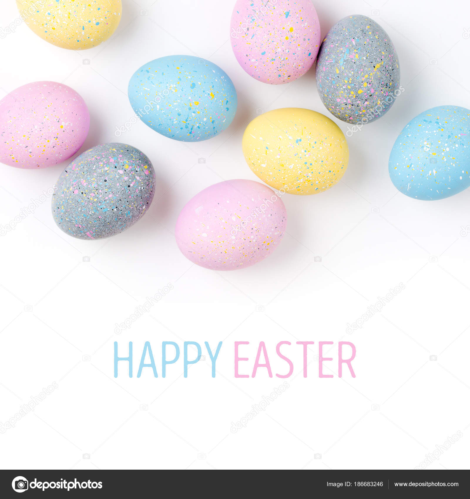 Background Pale Pink Blue Yellow Gray Easter Eggs