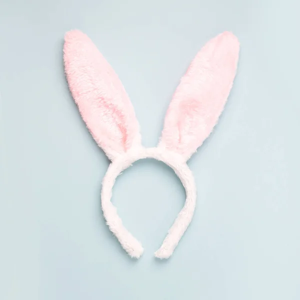 Cute bunny ears on blue background. Easter concept