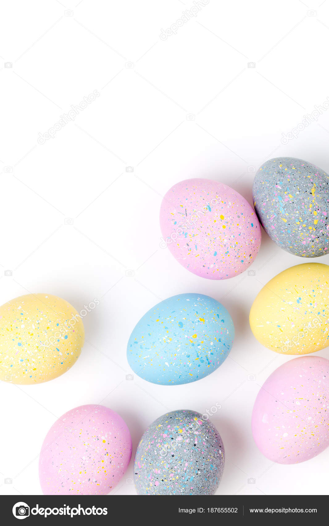 Background Pale Pink Blue Yellow Gray Easter Eggs