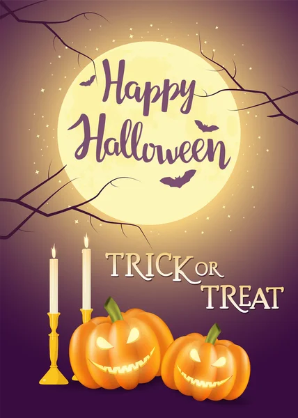 Letras escritas a mano con texto "Feliz truco de Halloween o trato ". — Vector de stock