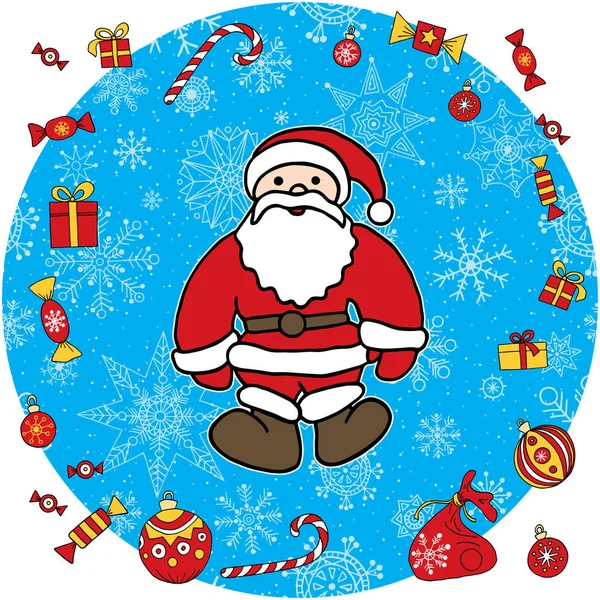 Yeni yıl Noel Baba vektör arka plan. Stilize tatil elle çizilmiş illüstrasyon.