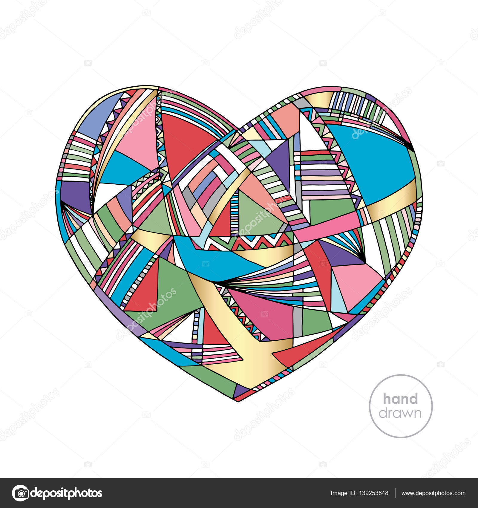 Fondo di vettore di cuori disegnati a mano Illustrazione stilizzata astratta di amore — Vettoriale