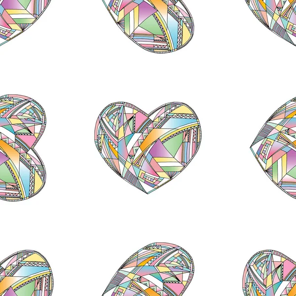Herzen Vektor nahtlose Muster. handgezeichneter stilisierter Liebes-Hintergrund. — Stockvektor