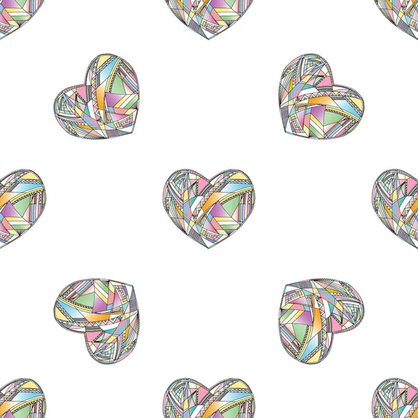 Hearts vector seamless pattern. Hand drawn stylized love background. — Stock Vector
