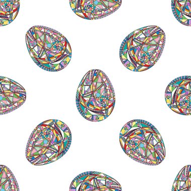 Paskalya yumurta seamless modeli. Modern stil tasarlamak tatil vektör arka plan.