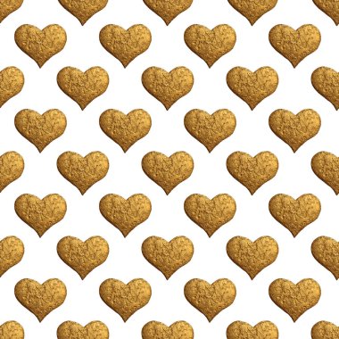 Altın kalp el desen boyalı. Vintage aşk sorunsuz altın arka plan.