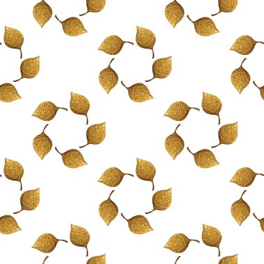 Desen bırakır. Altın el sorunsuz arka plan boyalı. Soyut yaprak altın illüstrasyon.