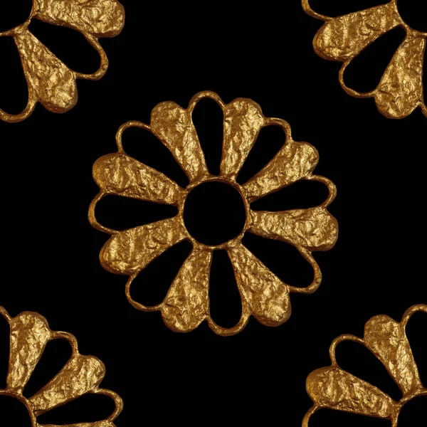 Χρυσό αφηρημένα λουλούδια μοτίβο. Χειροποίητη floral απρόσκοπτη υπόβαθρο. — Φωτογραφία Αρχείου