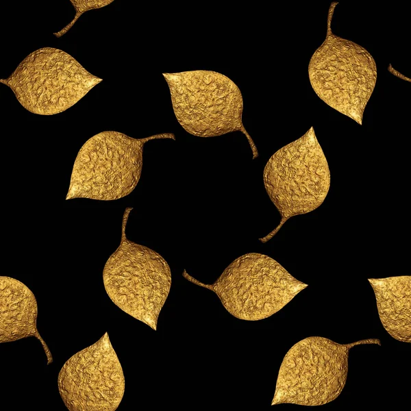 Pola daun. Tangan emas dicat latar belakang mulus. Ilustrasi emas daun abstrak . — Stok Foto