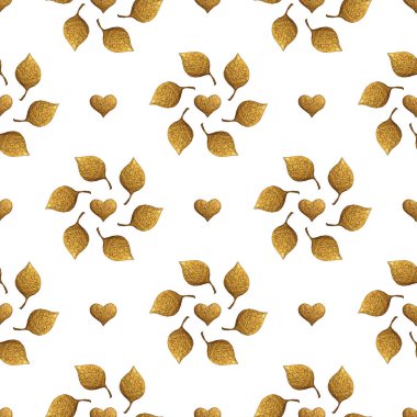 Desen bırakır. Altın el sorunsuz arka plan boyalı. Soyut yaprak altın illüstrasyon.