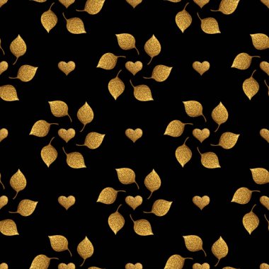 Desen bırakır. Altın el sorunsuz arka plan boyalı. Soyut yaprak altın illüstrasyon.