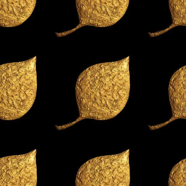 Μοτίβο φύλλα. Χρυσό χέρι ζωγραφισμένα απρόσκοπτη υπόβαθρο. Αφηρημένη φύλλο χρυσή εικόνα. — Φωτογραφία Αρχείου