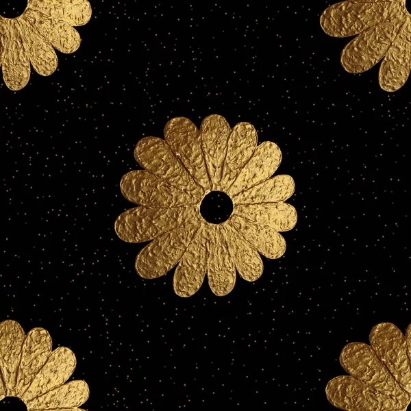 Χρυσό αφηρημένα λουλούδια μοτίβο. Χειροποίητη floral απρόσκοπτη υπόβαθρο. — Φωτογραφία Αρχείου