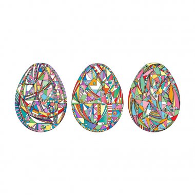 Paskalya yumurtaları vektör arka plan ayarlayın. El çekilmiş soyut tatil illüstrasyon.