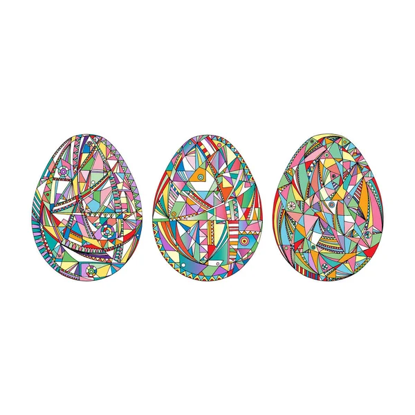 Paskalya yumurtaları vektör arka plan ayarlayın. El çekilmiş soyut tatil illüstrasyon.