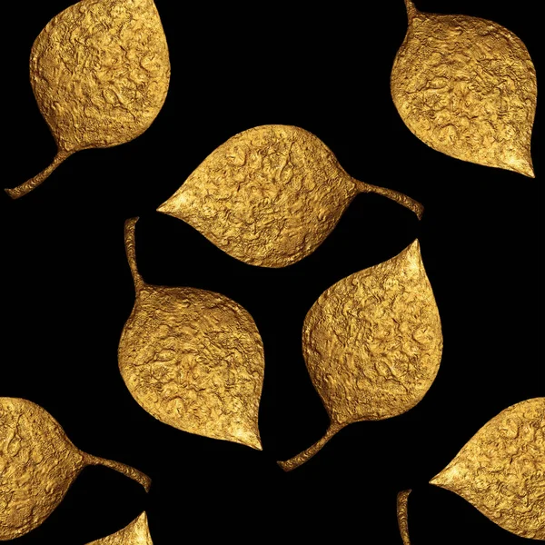 Pola daun. Tangan emas dicat latar belakang mulus. Ilustrasi emas daun abstrak . — Stok Foto