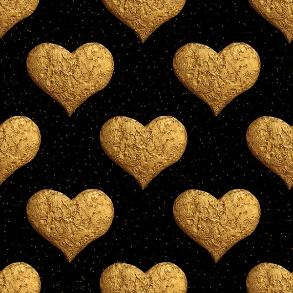Altın kalp el desen boyalı. Vintage aşk sorunsuz altın arka plan.