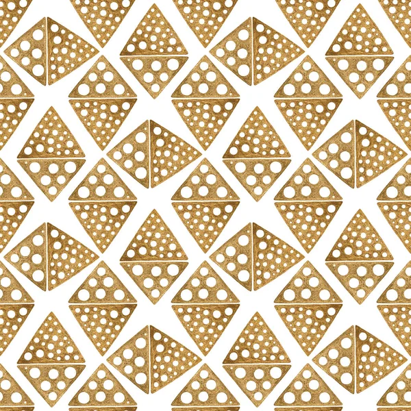 Hand getekende naadloze patroon. Gouden etnische sieraad, abstracte geometrische achtergrond. — Stockfoto