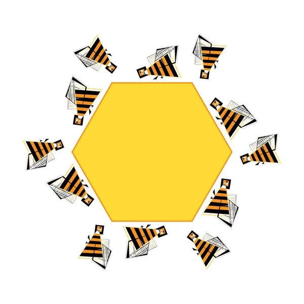 Bienen umrahmen Text. Vektor abstrakte Biene und Wabe Banner. stilisiertes bezzy-Infografik-Element. — Stockvektor