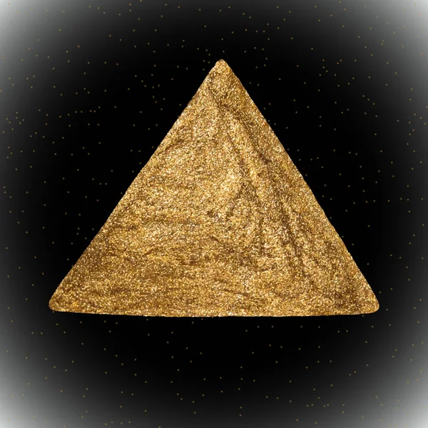 Aur vectorial manual desenat element etnic tribal izolat pe fundal negru. Ilustrație de aur . — Vector de stoc