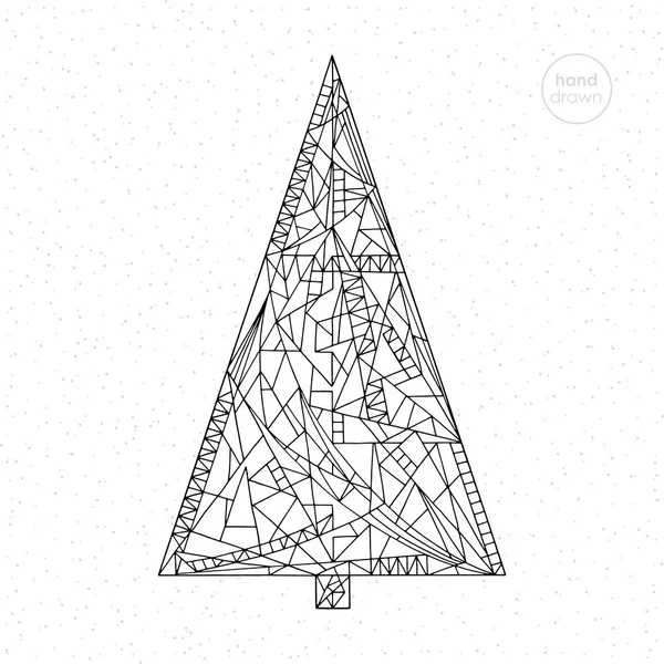 Boże Narodzenie drzewo ilustracja wektorowa. Ręcznie rysowane streszczenie zimowy urlop kolorowanki. Boże Narodzenie tło w nowoczesnym stylu. — Wektor stockowy