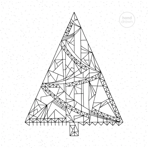 Xmas tree målarbok. Handritad abstrakt vintern semester vektorillustration. Jul bakgrund i modern stil. — Stock vektor