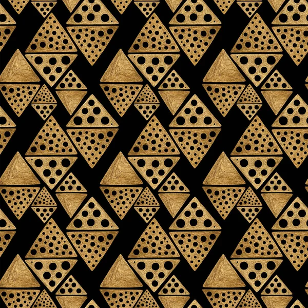 Etniczne złoto ręcznie malowane bezszwowy wzór. Streszczenie romb złote tło. Tribal aztec tekstura. — Zdjęcie stockowe
