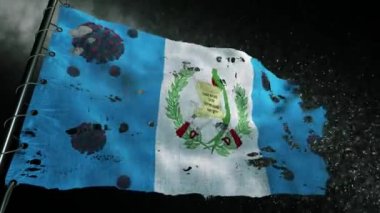 Guatemala bayrağı yırtılmış ve covid-19 veya corona virüsü ile işaretlenmiş.