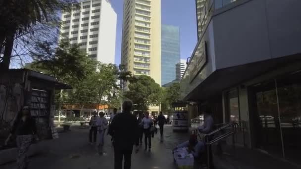 Sao Paulo Brazil July 2017 在一个阳光明媚的日子里 人们在So Paulo大街购物 — 图库视频影像