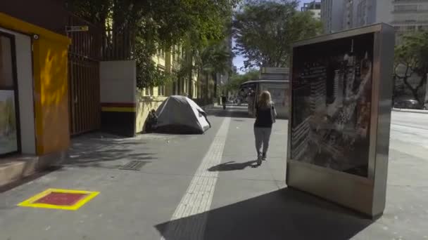 Sao Paulo Brasil Julio 2017 Gente Camina Por Avenida Paulo — Vídeos de Stock