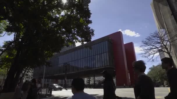 Sao Paulo Brasil Julho 2017 Pessoas Caminham Avenida Paulo Dia — Vídeo de Stock