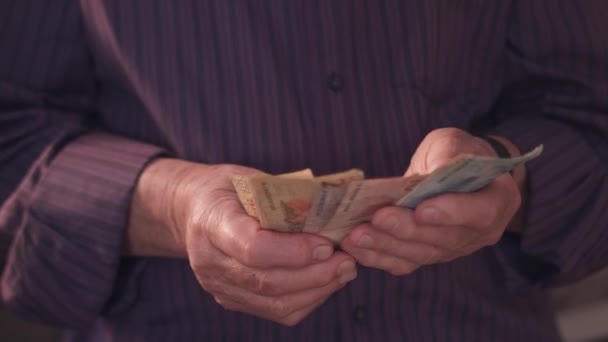 Ένας Ηλικιωμένος Βραζιλιάνος Κύριος Μετράει Χρήματα Στο Σπίτι Του — Αρχείο Βίντεο