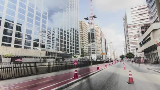 Sao Paulo Brazil Circa February 2018 Timelapse Paulista Avenue Cloudy — 비디오