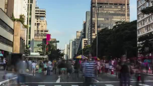 Sao Paulo Brasil Circa Febrero 2018 Timelapse Avenida Paulista Domingo — Vídeo de stock