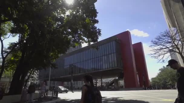 Sao Paulo Brasilien Juli 2017 Menschen Gehen Einem Sonnigen Tag — Stockvideo