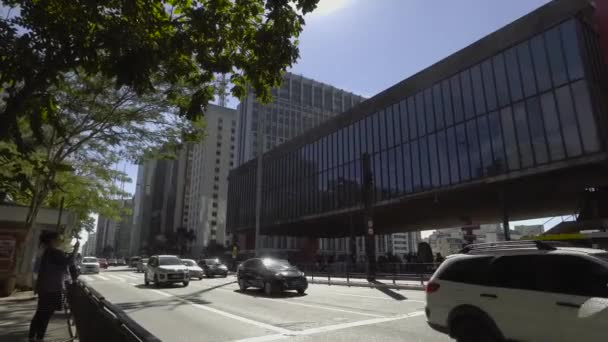 Sao Paulo Brasilien Juli 2017 Menschen Gehen Einem Sonnigen Tag — Stockvideo