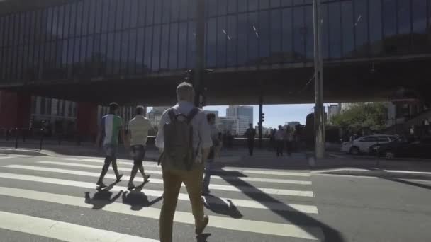 Sao Paulo Bresil Juillet 2017 Les Gens Marchent Sur Avenue — Video