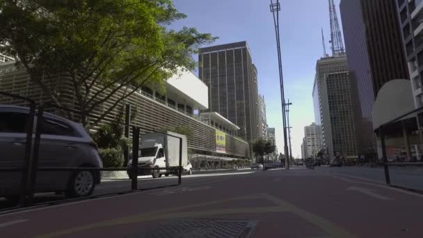 Sao Paulo Brasil Julho 2017 Pessoas Caminham Avenida Paulo Dia — Vídeo de Stock