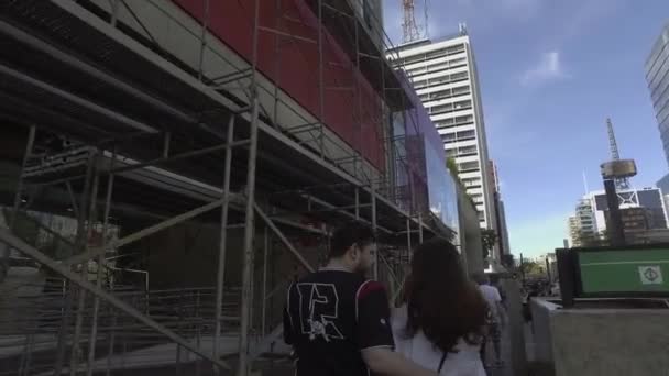 Сао Пауло Июл Бизил 2017 Люди Гуляют Улицам Сан Паулу — стоковое видео